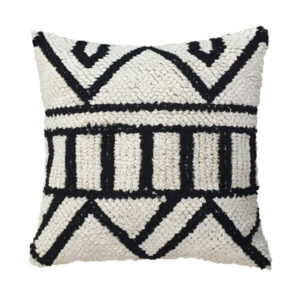 Hand knotted throw pillow - black and white