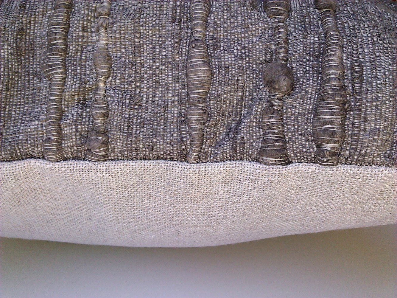 Grey Silk Striped Lumbar Pillow