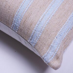 Pale Blue Striped Raw Linen Pillow
