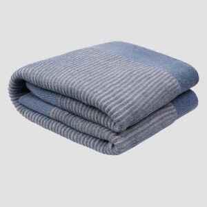 Stone Blue Striped Knit Throw Blanket