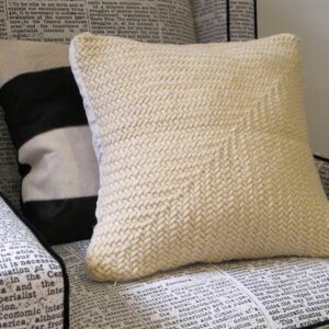 Natural Wool Cable Knit Zag Pillow