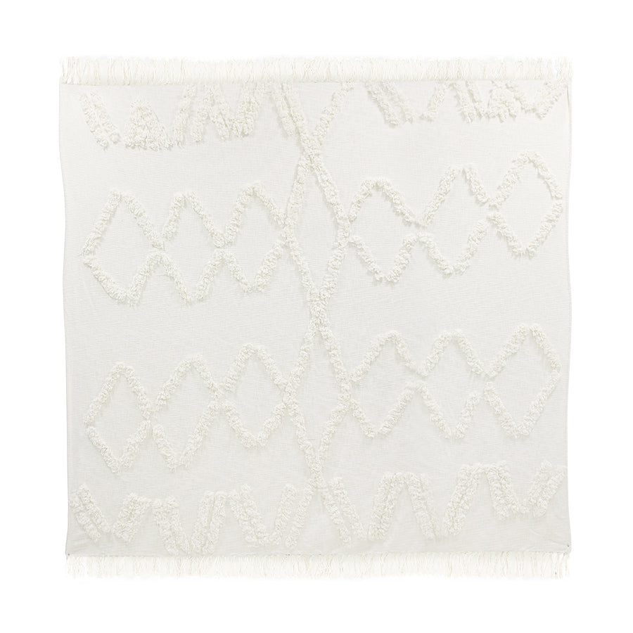 Bedspread - white linen fringe - Image 2